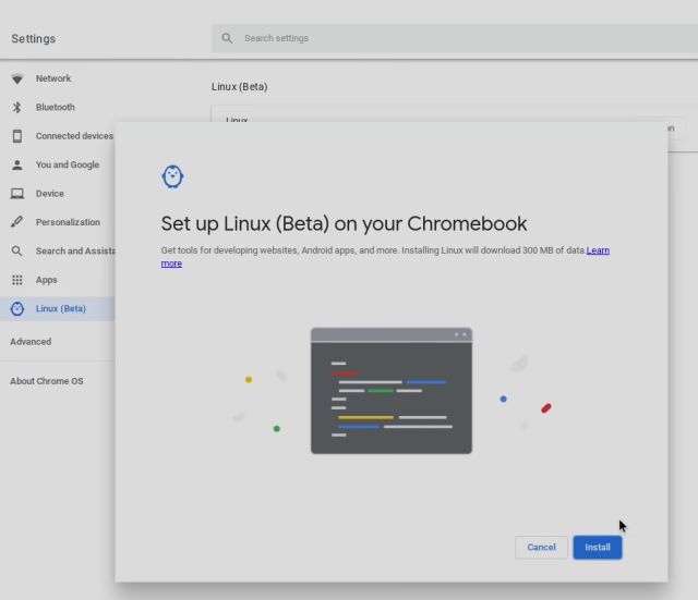 linux uygulamaları Chrome OS'yi Play Store Desteği ile PC'ye yükleyin