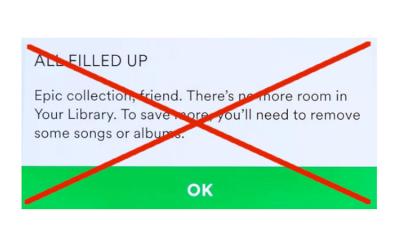 Spotify Removes 10,000-Song Limit on Library