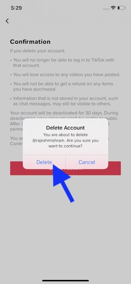 How to delete a TikTok account