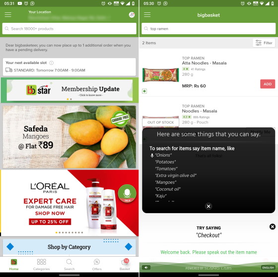 BigBasket Mobile App Adds a Voice Assistant to Ease the Shopping