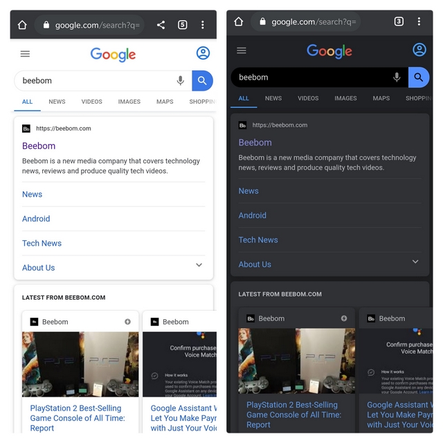 chrome canary search dark theme