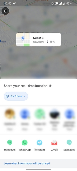 google maps location sharing