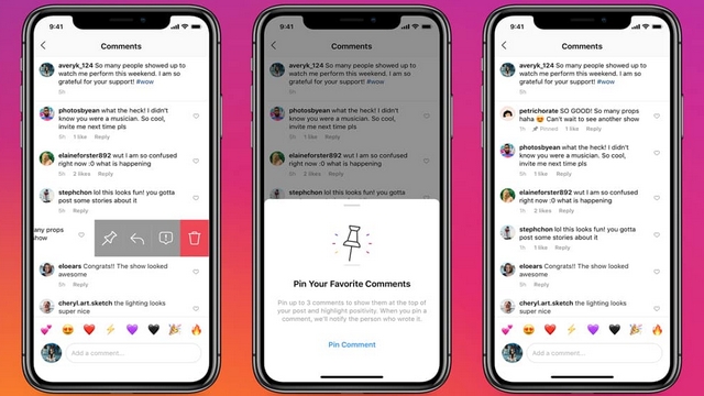 instagram pin comments
