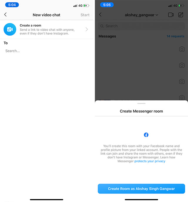 Instagram Is Now Getting Messenger Rooms Integration