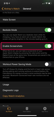 Apple Watch screenshot annotated 1