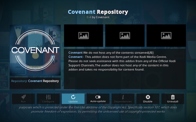 Convenant Kodi add-on