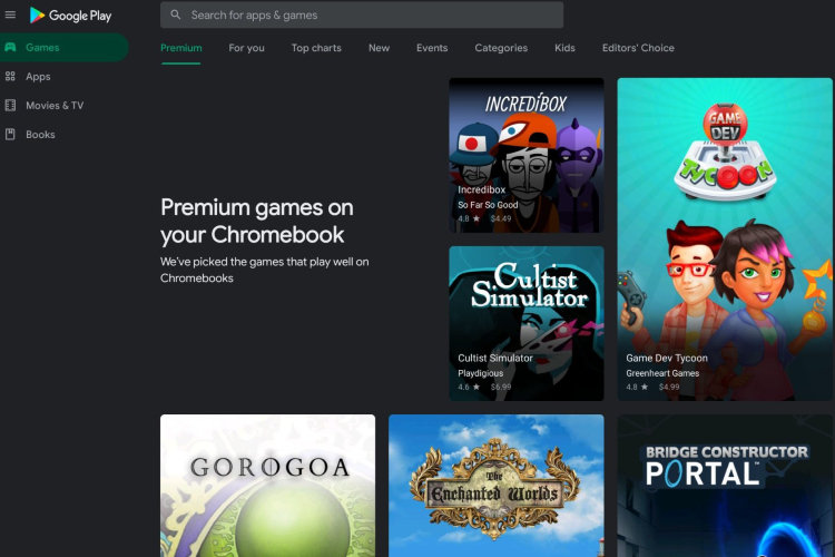 Google Features Select 'Premium' Games for Chromebooks