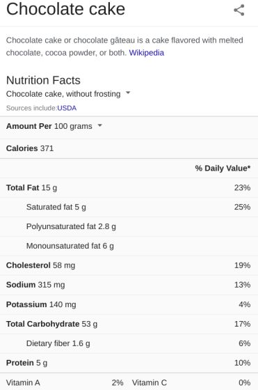 Get Nutritional Information