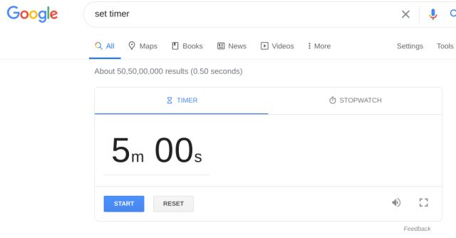 use google search as timer