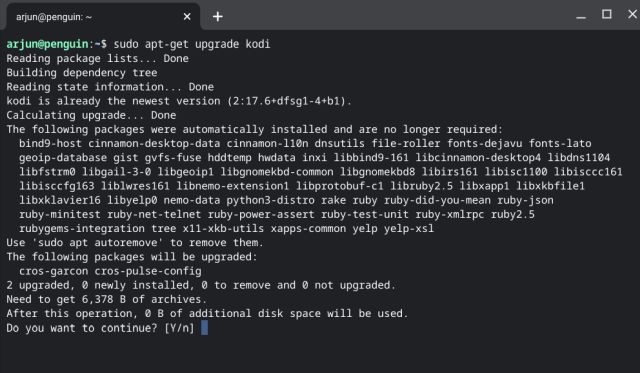 linux terminal output