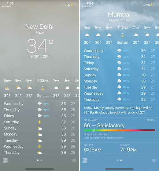 Weather app in iOS 14