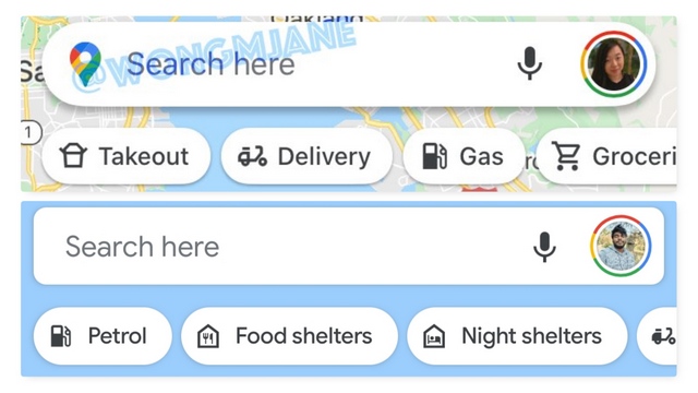 google maps search bar comparison