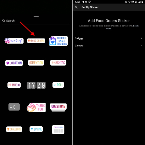 instagram food order sticker 1