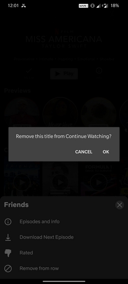 netflix remove continue watching confirmation