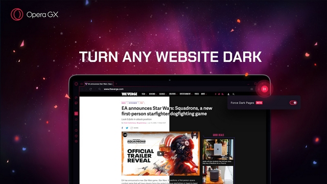 opera gx принудительно темный режим