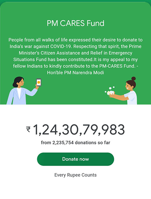 PM CARES Fund Has Received Over 124 Crores in Donations Just via Google Pay