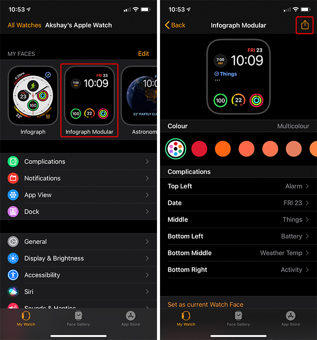 Share Apple Watch Face Watchos 7 Step 5