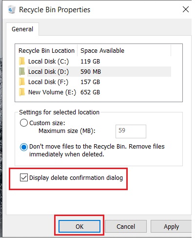 Bypass Recycle Bin and Delete Files Directly on Windows 10