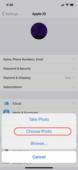 3Changing Profile Picture on Apple ID