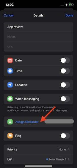 Assign Reminder