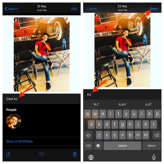 Edit caption in photos and videos on iPhone or iPad