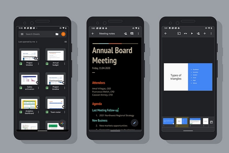 Google Adds Dark Mode for Docs, Sheets, and Slides on Android