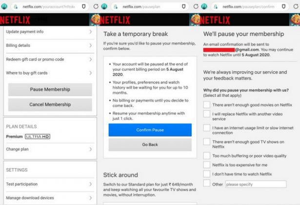 Netflix Subscribers Can Now 'Pause' Their Membership for up to 10