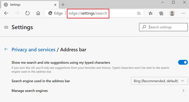 Change the Default Search Engine on Microsoft Edge