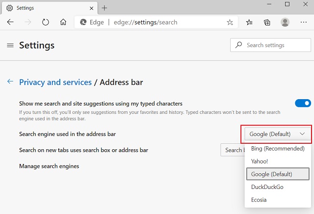 How to Change the Default Search Engine on Microsoft Edge