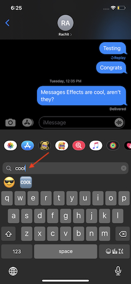 Search emojis on iOS