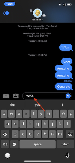 Use mention in iOS 14