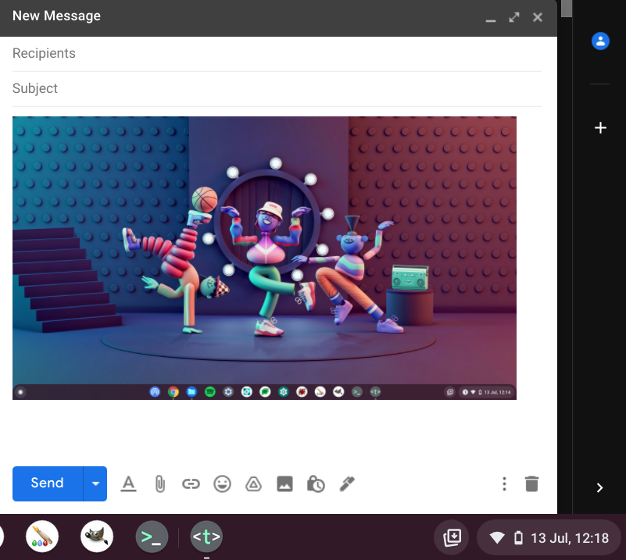 paste image in media field like gmail compose box on chromeos