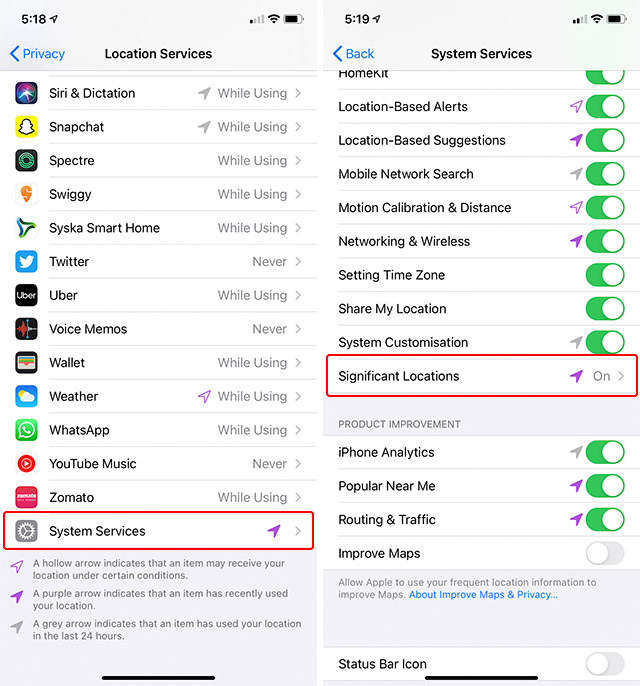 disable significant location iphone