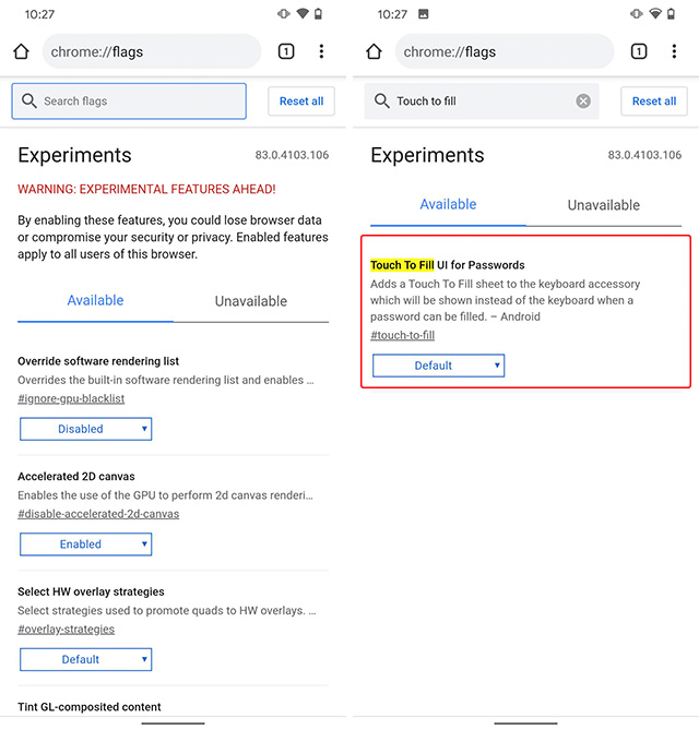 Chrome Adding ‘Touch to Fill’ on Android