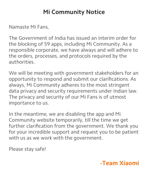 mi community statement xiaomi