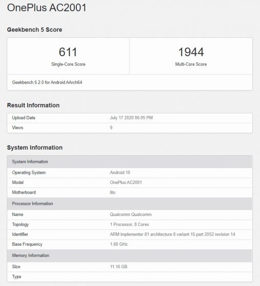 OnePlus Nord India Variant with 12GB RAM Shows up on Geekbench