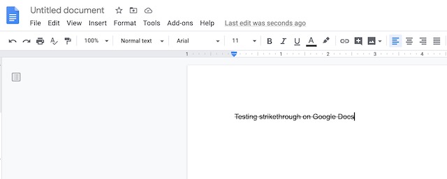 mac command for strikethrough in google docs