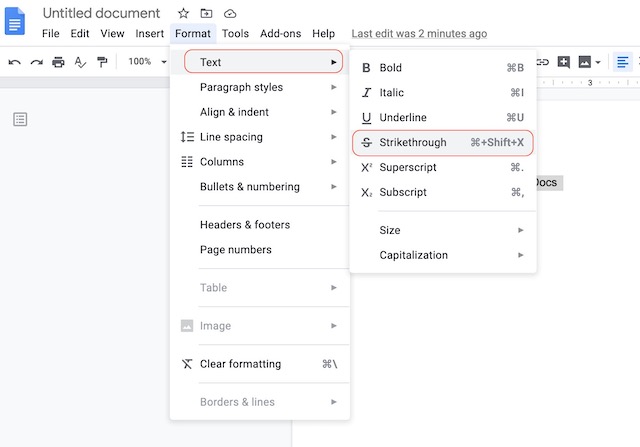 How to Strikethrough Text in Google Docs - 1