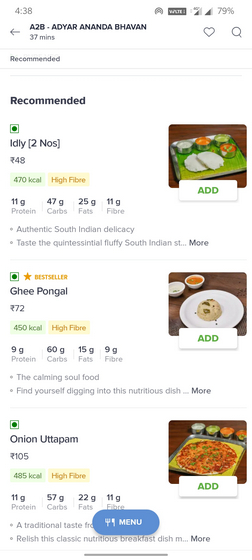 swiggy calorie count