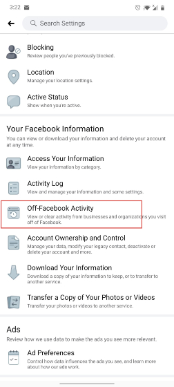 Remove Your Off-Facebook Activity
