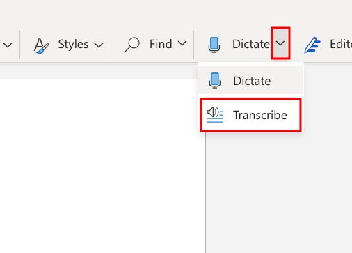 Transcribe Audio in Microsoft Word
