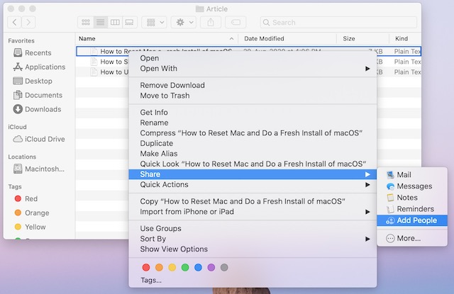 2. Share Files using iCloud File Sharing on Mac