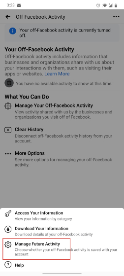 Remove Your Off-Facebook Activity