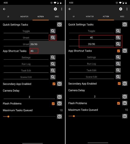 Change preferred network type with Tasker