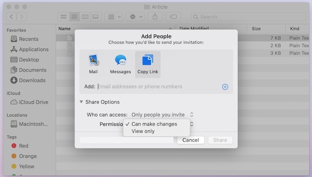 6. Share Files using iCloud File Sharing on Mac