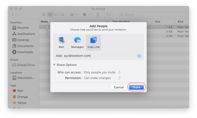 7. Share Files using iCloud File Sharing on Mac