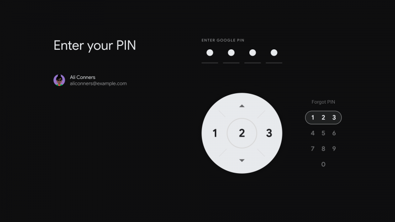 Android TV Pin code