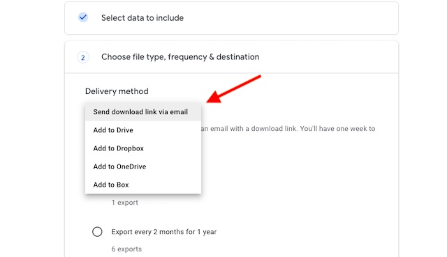 select the option to send the download link via email or add the files to Google Drive, Dropbox, OneDrive or Box