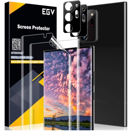EGV [2 Pack] Screen Protector + [2 Pack] Camera Lens Protector for Galaxy Note 20 Ultra