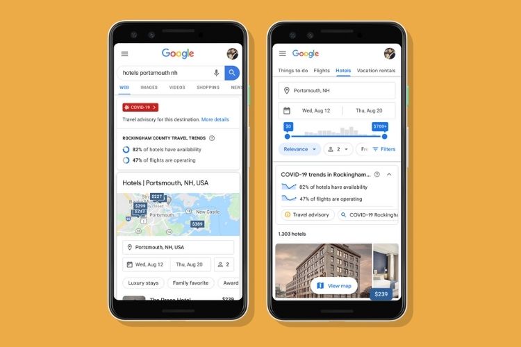 Google Search adds flight, hotel search features around COVID-19